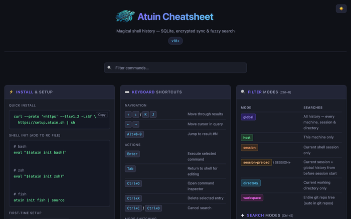 Atuin cheatsheet